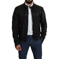 Dolce & Gabbana Black Nylon Full Zip Men Bomber Coat Jacket - Paris Deluxe