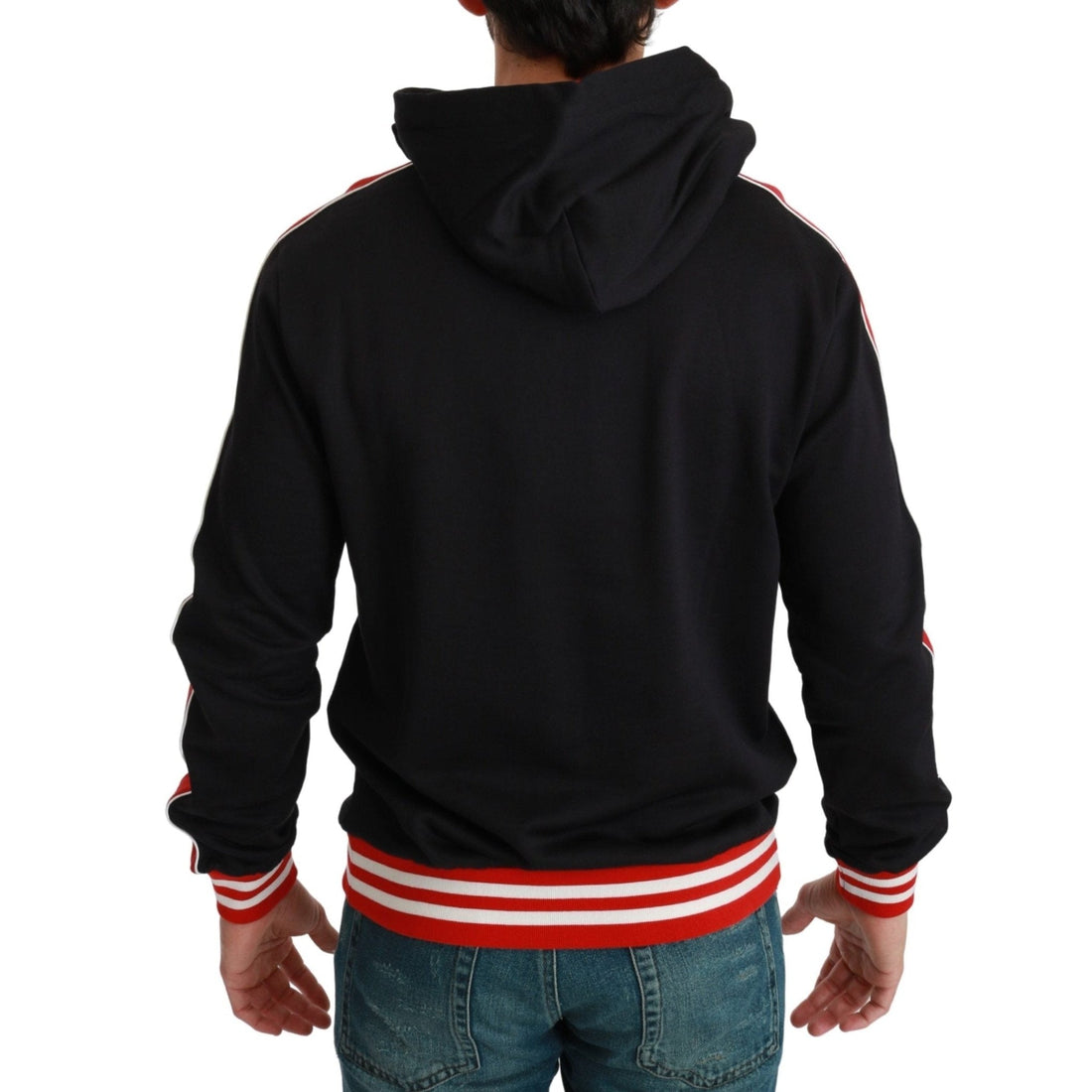 Dolce & Gabbana Elegant Black Hooded Sweater with Multicolor Motif