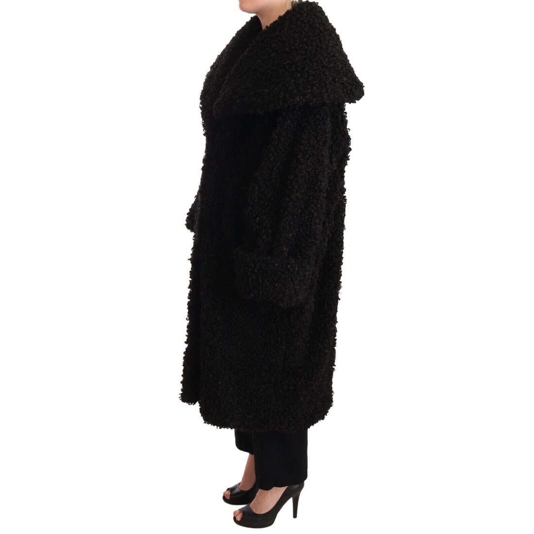 Dolce & Gabbana Black Polyester Fur Trench Coat Jacket - Paris Deluxe