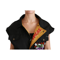 Dolce & Gabbana Black Queen Crown Sequined Bomber Jacket - Paris Deluxe