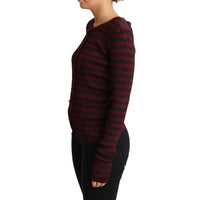 Dolce & Gabbana Black Red Striped Viscose Cardigan Sweater - Paris Deluxe