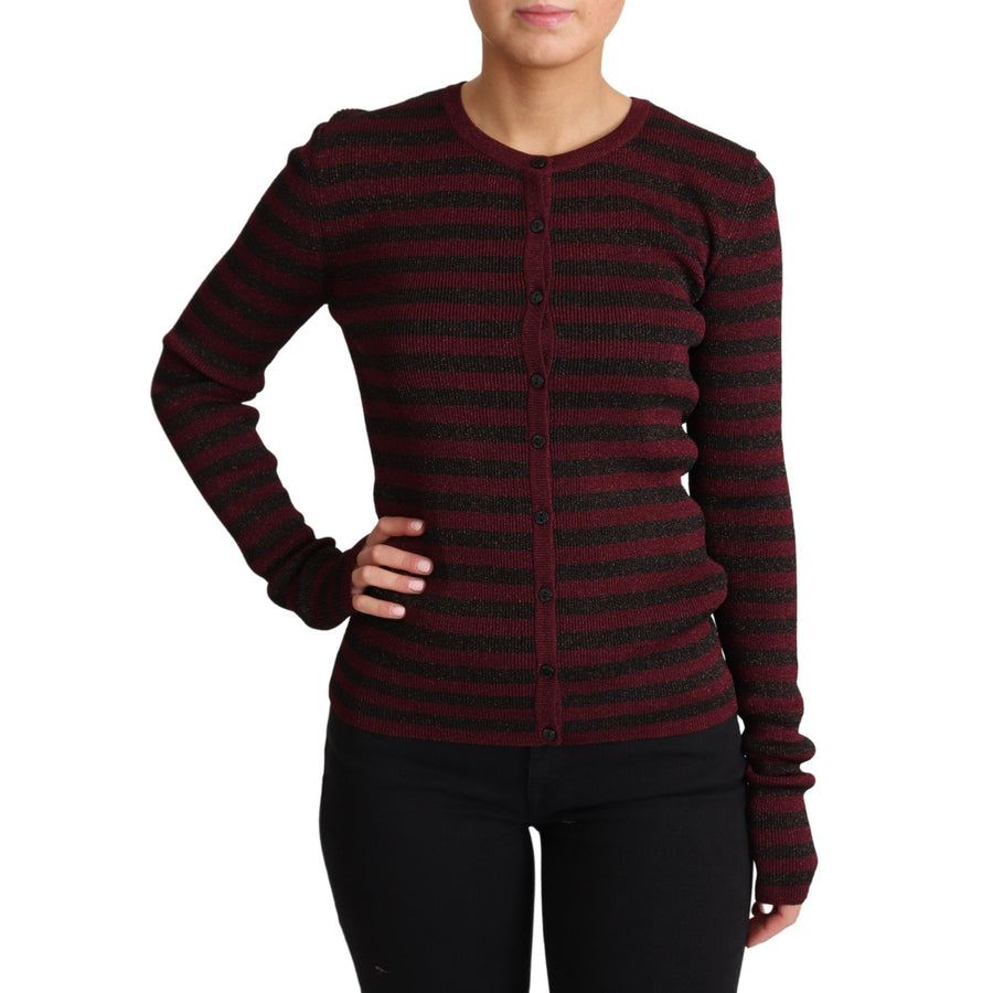 Dolce & Gabbana Black Red Striped Viscose Cardigan Sweater - Paris Deluxe