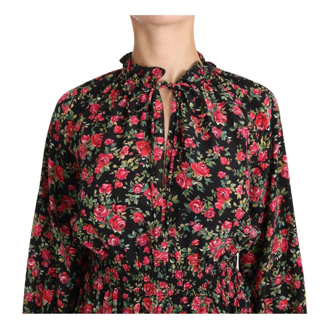 Dolce & Gabbana Black Rose Print Floral Shirt Top Blouse - Paris Deluxe