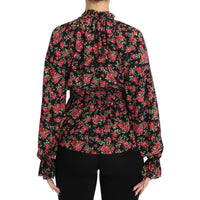 Dolce & Gabbana Black Rose Print Floral Shirt Top Blouse - Paris Deluxe