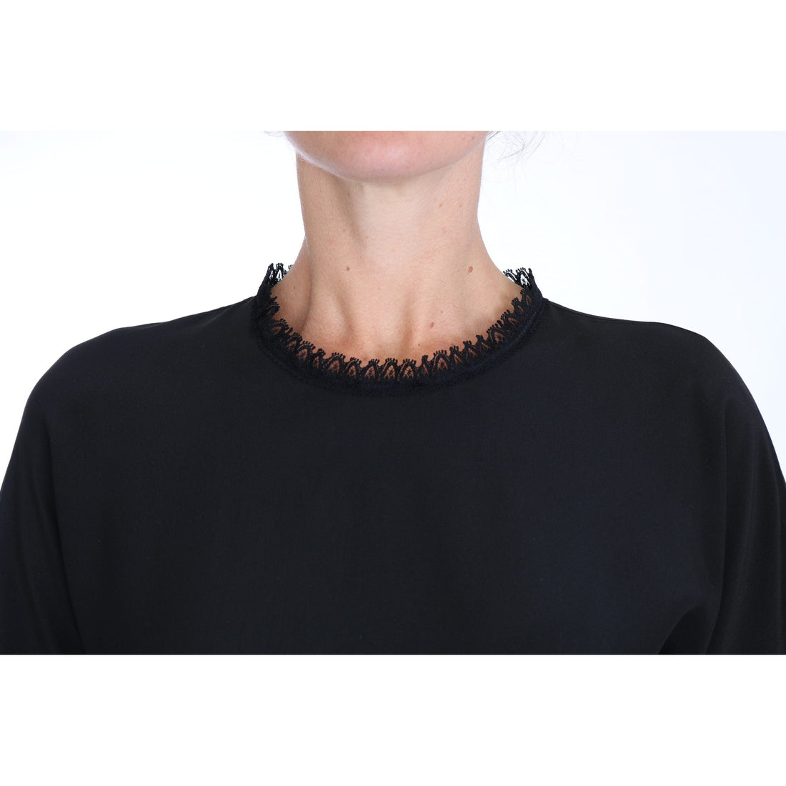 Dolce & Gabbana Black Silk Lace Top Blouse T-Shirt - Paris Deluxe