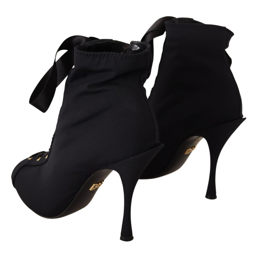Dolce & Gabbana Black Stretch Short Ankle Boots Shoes