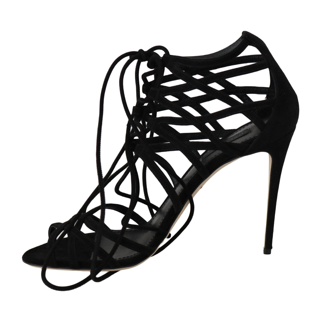 Dolce & Gabbana Black Suede Strap Stilettos Sandals - Paris Deluxe