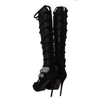 Dolce & Gabbana Black Suede Stretch Straps - Paris Deluxe