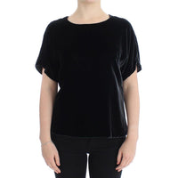 Dolce & Gabbana Black velvet shortsleeved blouse - Paris Deluxe