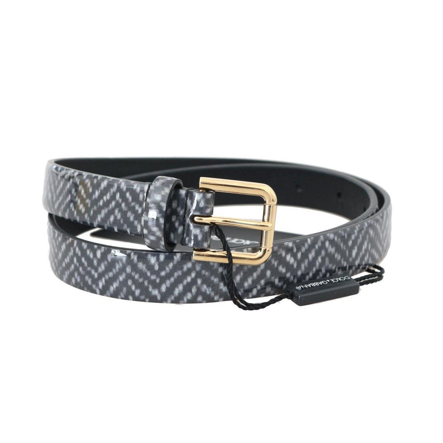 Dolce & Gabbana Black White Chevron Pattern Leather Belt - Paris Deluxe