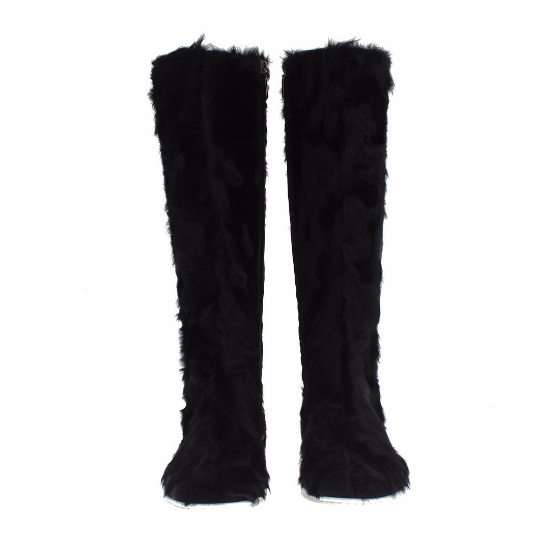 Dolce & Gabbana Black Xiangao Lamb Fur Leather Boots - Paris Deluxe