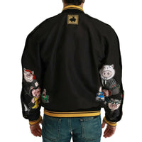 Dolce & Gabbana Black YEAR OF THE PIG Bomber Jacket