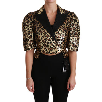 Dolce & Gabbana Blazer Gold Leopard Sequined Jacket - Paris Deluxe