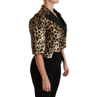 Dolce & Gabbana Blazer Gold Leopard Sequined Jacket - Paris Deluxe
