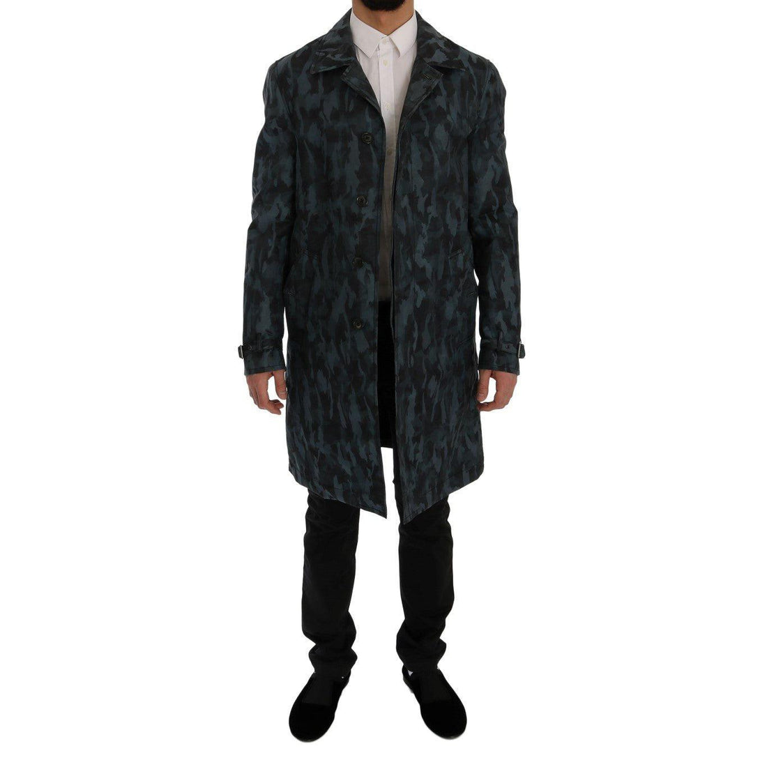 Dolce & Gabbana Blue Camouflage Trench Trench - Paris Deluxe