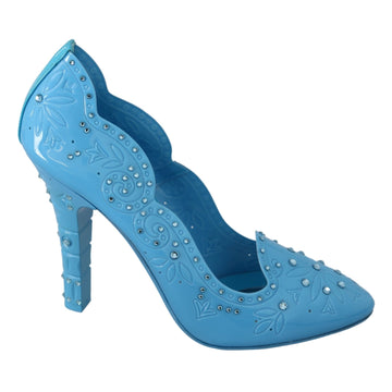 Dolce & Gabbana Blue Crystal Floral CINDERELLA Heels Shoes - Paris Deluxe