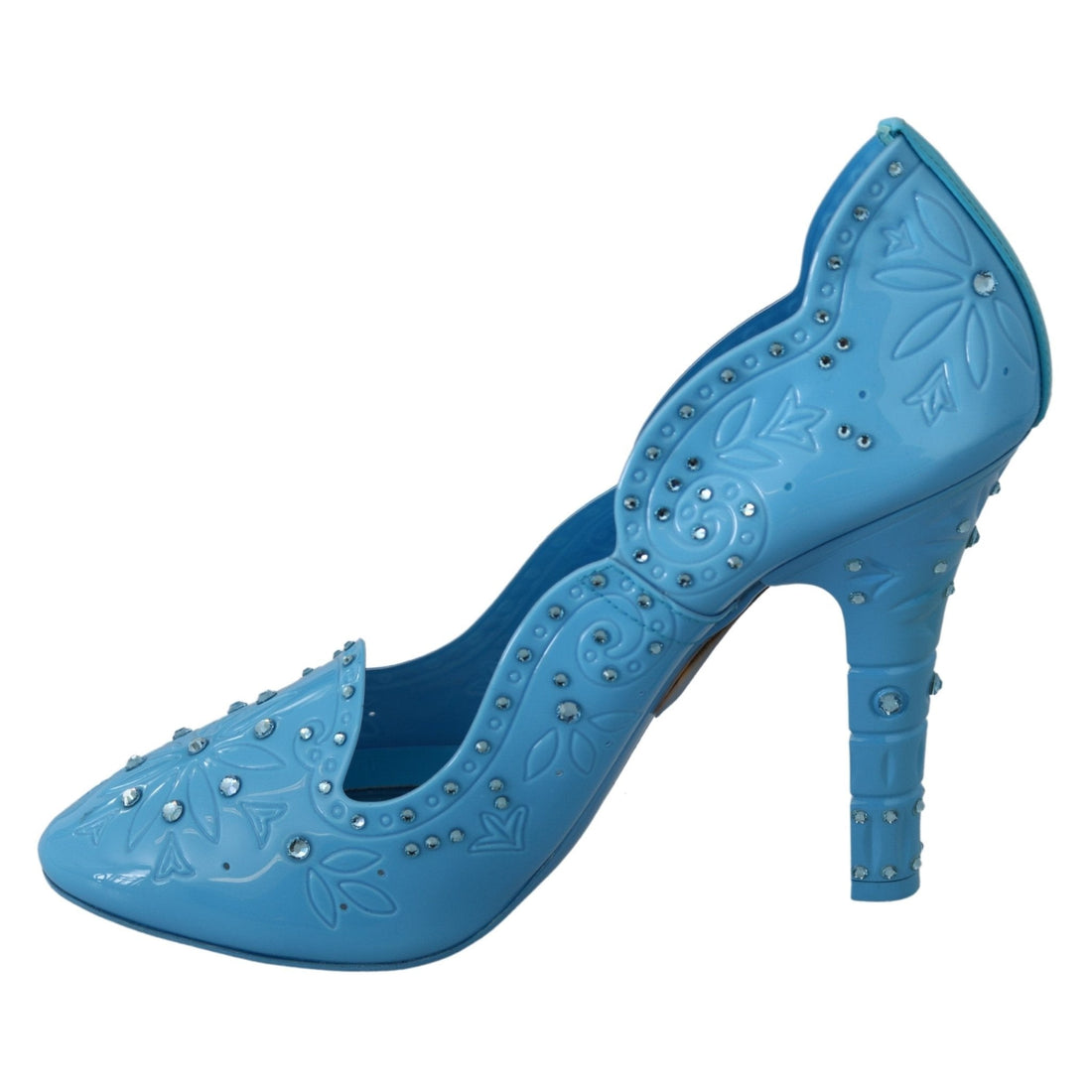 Dolce & Gabbana Blue Crystal Floral CINDERELLA Heels Shoes - Paris Deluxe