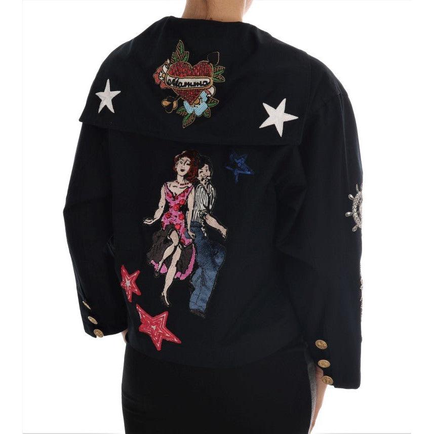 Dolce & Gabbana Enchanted Blue Crystal Embroidered Coat