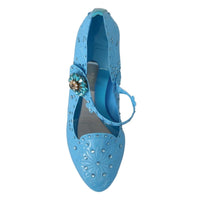 Dolce & Gabbana Blue Floral Crystal CINDERELLA Heels Shoes - Paris Deluxe
