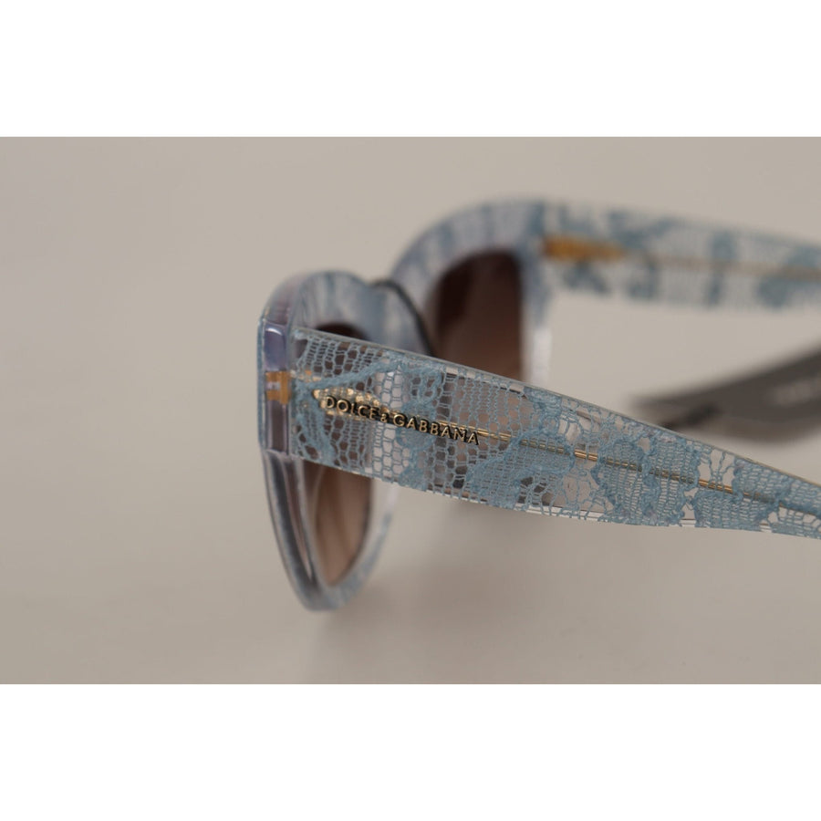 Dolce & Gabbana Blue Lace Acetate Rectangle Shades Sunglasses - Paris Deluxe