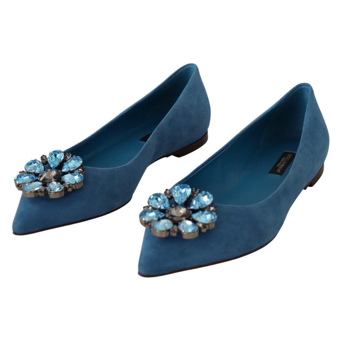 Dolce & Gabbana Elegant Crystal-Embellished Suede Flats