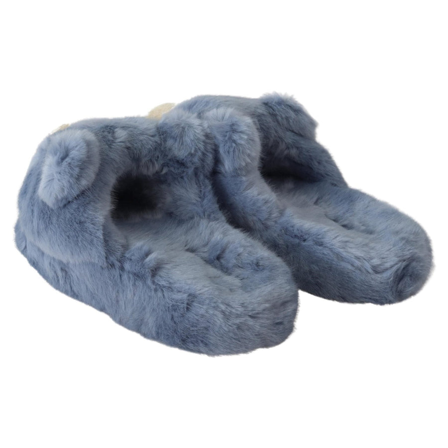 Dolce & Gabbana Blue Teddy Bear Slippers Sandals Shoes