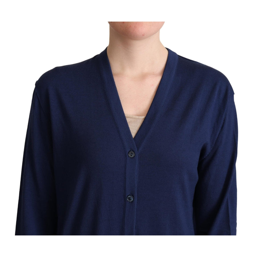 Dolce & Gabbana Blue Virgin Wool Button Down Cardigan Sweater - Paris Deluxe