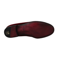 Dolce & Gabbana Bordeaux Velvet Loafers Gun Horseshoe Shoes - Paris Deluxe