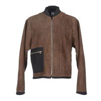 Dolce & Gabbana Brown Gray Leather Jacket Coat - Paris Deluxe