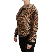 Dolce & Gabbana Brown Hooded Studded Ayers Leopard Sweater - Paris Deluxe