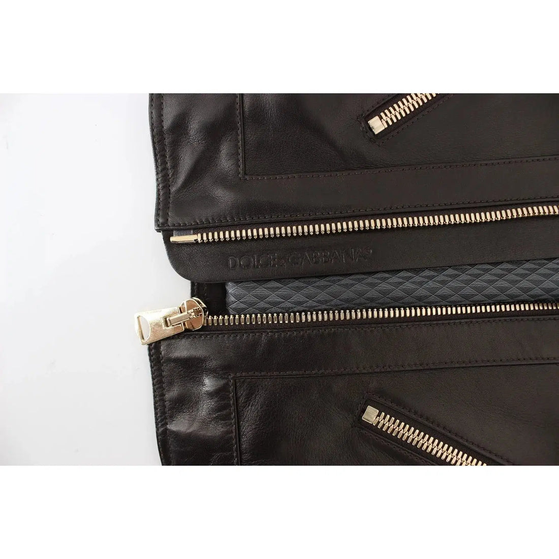 Dolce & Gabbana Brown Lambskin Leather Zipper Jacket