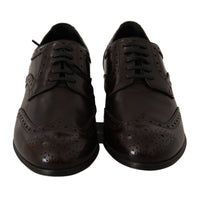Dolce & Gabbana Brown Leather Broques Oxford Wingtip Shoes - Paris Deluxe