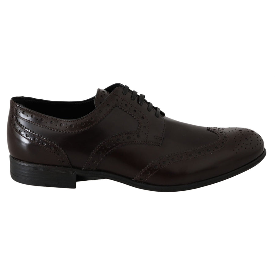 Dolce & Gabbana Brown Leather Broques Oxford Wingtip Shoes - Paris Deluxe