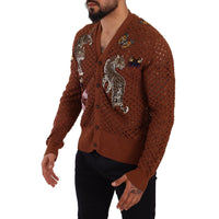 Dolce & Gabbana Brown Leopard Butterfly Cardigan Sweater - Paris Deluxe
