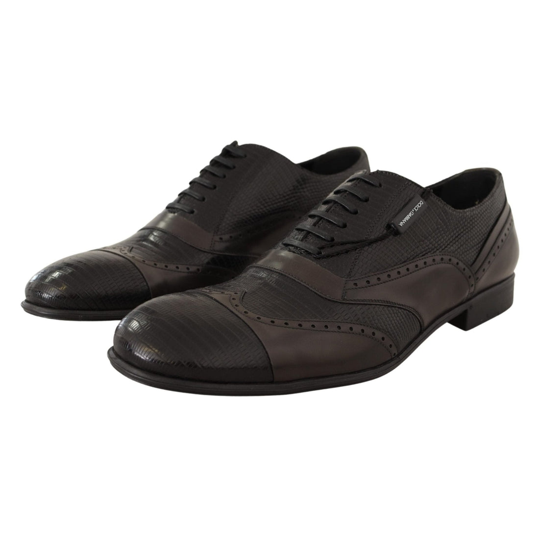 Dolce & Gabbana Brown Lizard Skin Leather Oxford Dress Shoes - Paris Deluxe