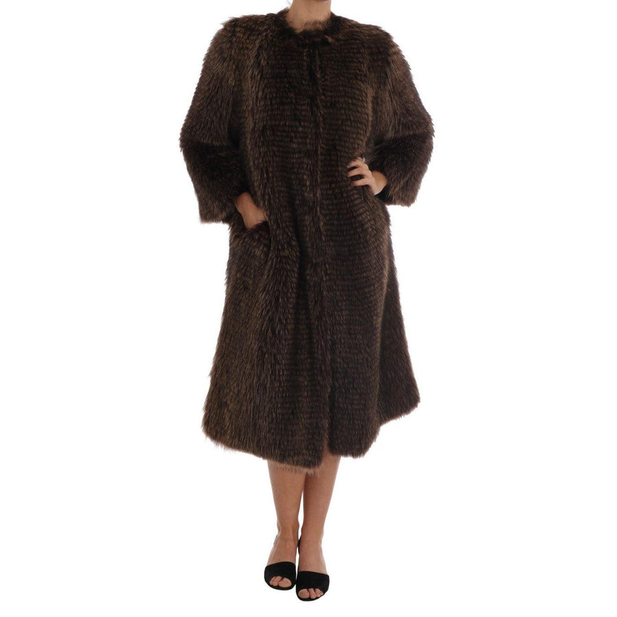 Dolce & Gabbana Brown Raccoon Fur Coat Jacket - Paris Deluxe