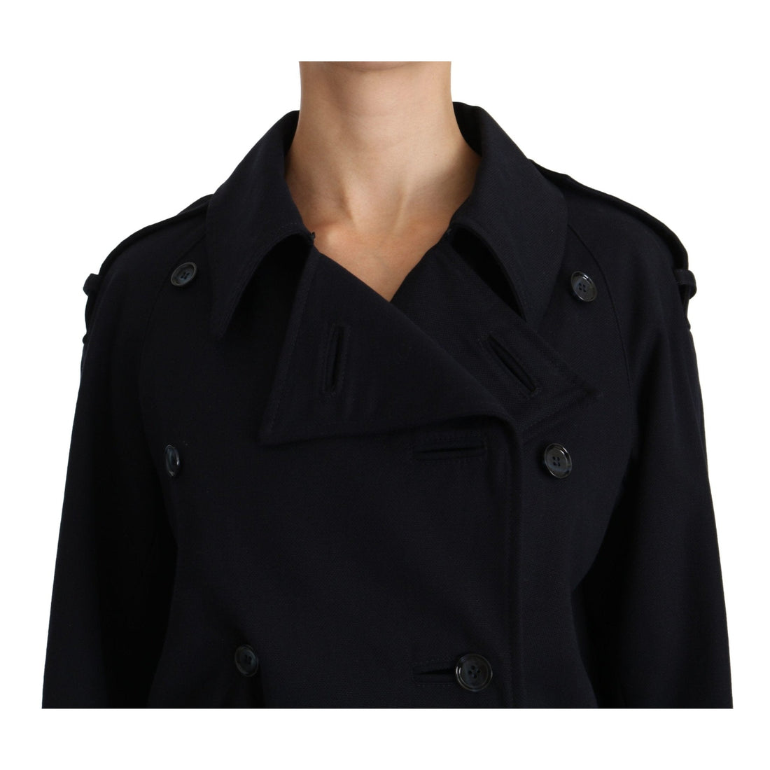 Dolce & Gabbana Coat Blue Cotton Women Trench Jacket - Paris Deluxe