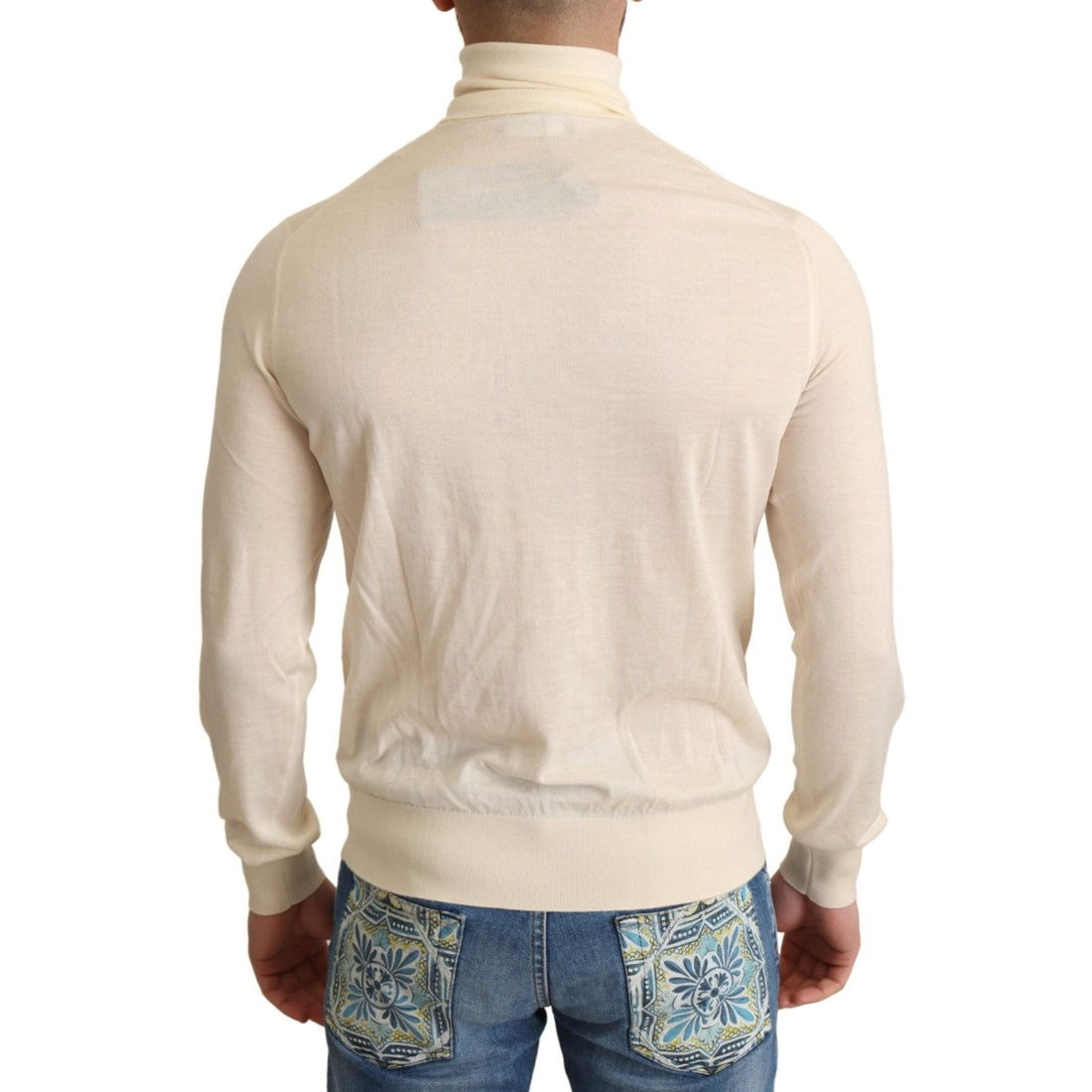 Dolce & Gabbana Cream Cashmere Turtleneck Pullover Sweater - Paris Deluxe