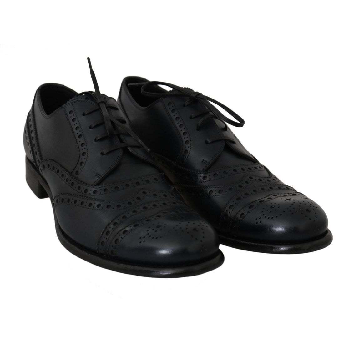 Dolce & Gabbana Dark Blue Leather Wingtip Oxford Dress Shoes