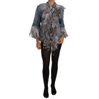 Dolce & Gabbana Denim Jacket Feathers Embellished Buttons - Paris Deluxe