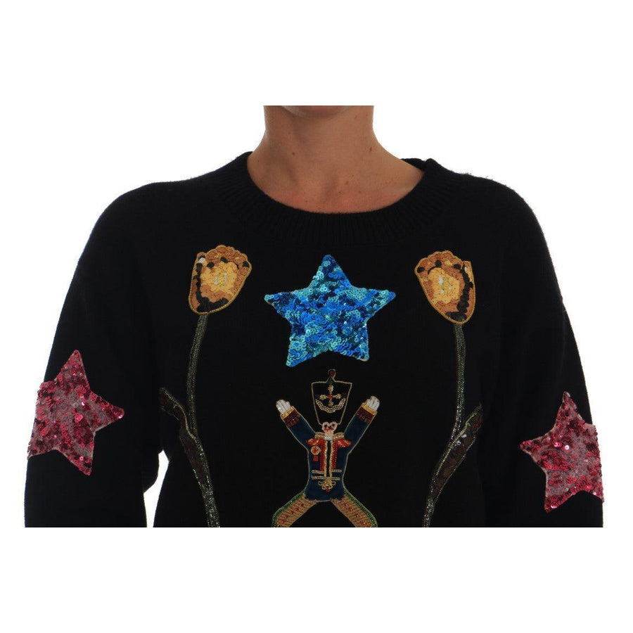 Dolce & Gabbana Fairy Tale Crystal Black Cashmere Sweater - Paris Deluxe
