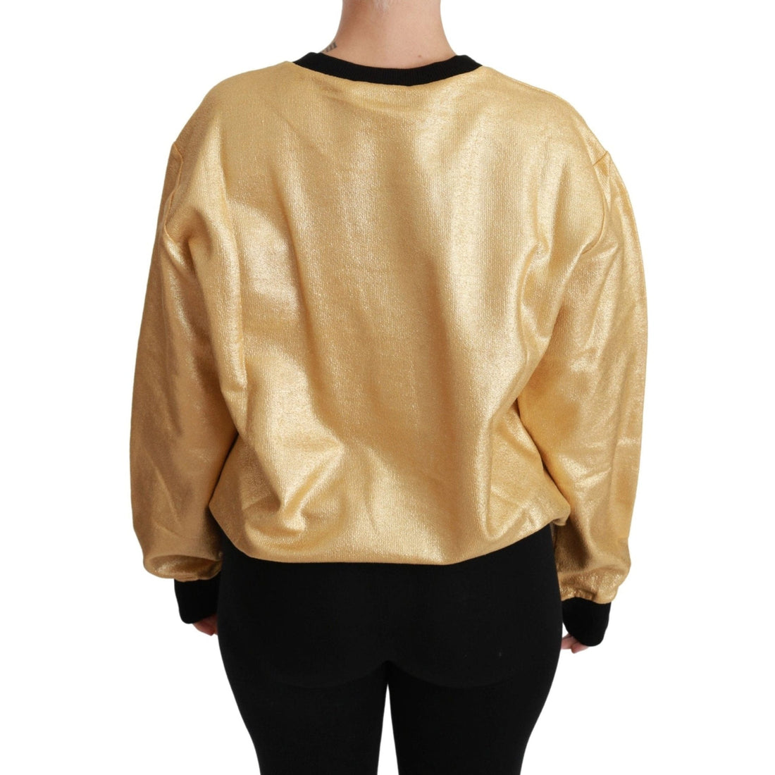 Dolce & Gabbana Elegant Gold Crew Neck Cotton Sweater
