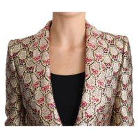 Dolce & Gabbana Gold Floral Sequined Blazer Coat Jacket - Paris Deluxe