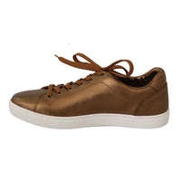 Dolce & Gabbana Gold Leather Mens Casual Sneakers - Paris Deluxe