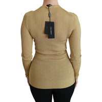 Dolce & Gabbana Gold Long Sleeve Cardigan Viscose Sweater - Paris Deluxe