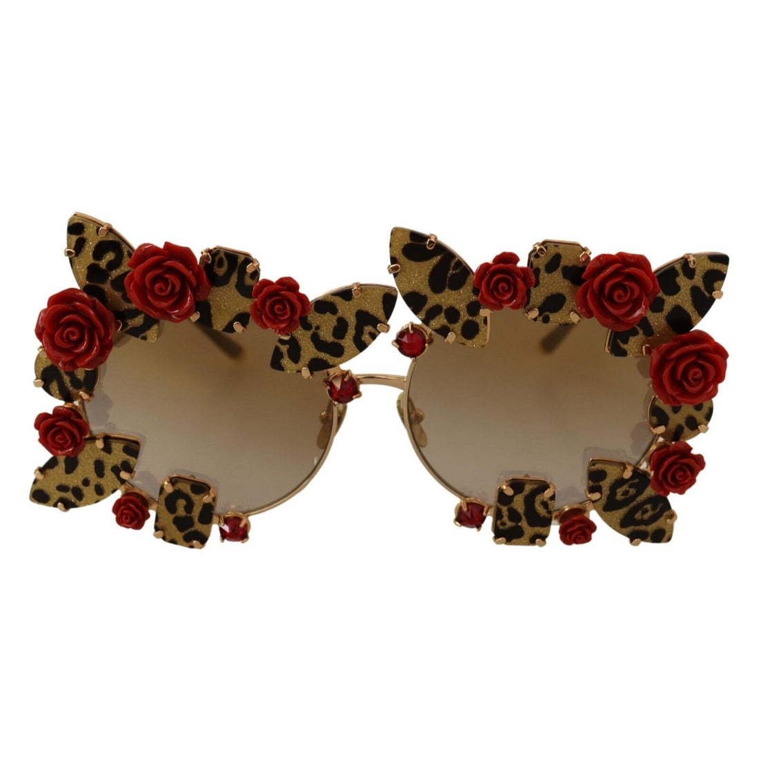 Dolce & Gabbana Gold Metal Frame Roses Embellished Sunglasses - Paris Deluxe