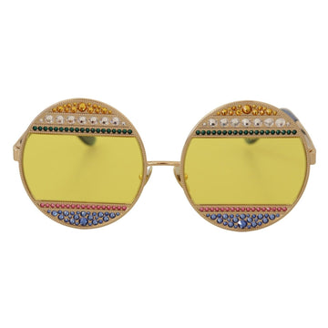 Dolce & Gabbana Gold Oval Metal Crystals Shades Sunglasses