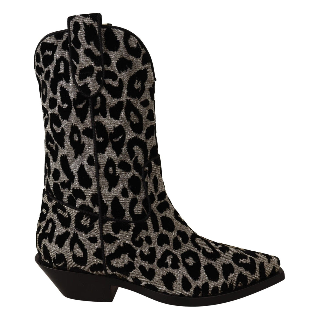 Dolce & Gabbana Gray Black Leopard Cowboy Boots Shoes