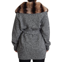 Dolce & Gabbana Gray Cardigan Fur Coat Cashmere Jacket - Paris Deluxe