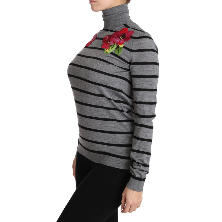 Dolce & Gabbana Gray Cashmere Silk Turtleneck Sweater - Paris Deluxe